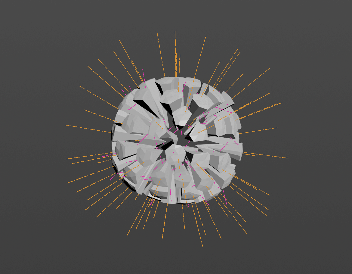 Velocity guides on a fractured object
