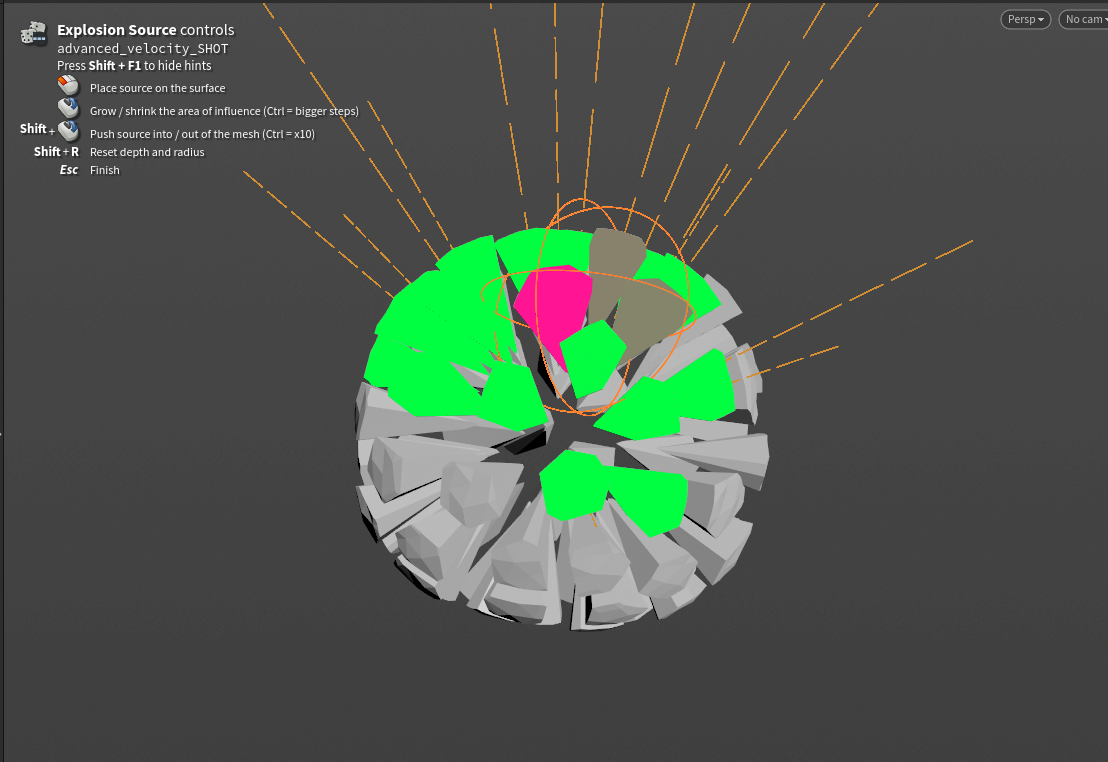 Placing the blast source in the viewport